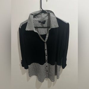 Black and white houndstooth pattern blouse